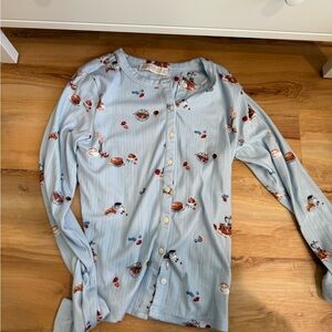 Abercrombie Long-Sleeve Pointelle Sleep Top